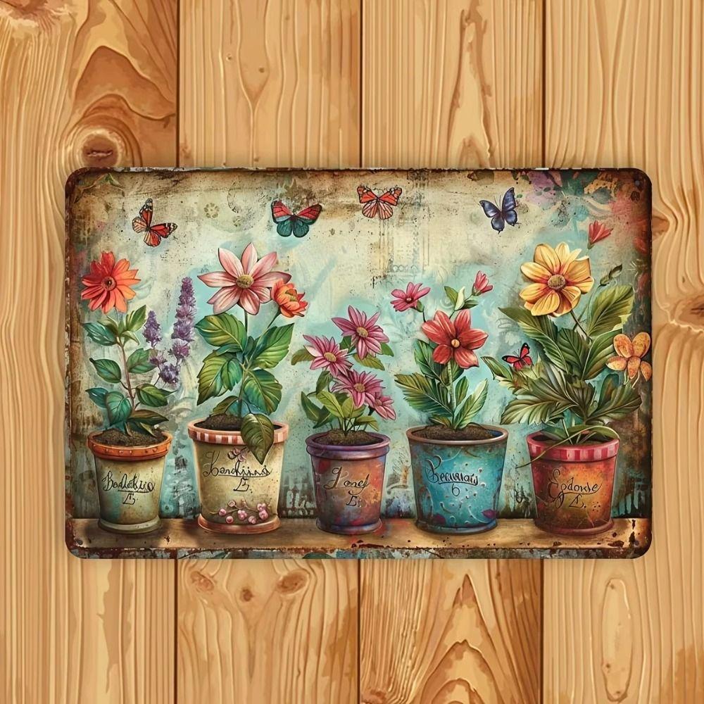 Vintage Metal Sign Live Life In Full Bloom Garden Wall Art Decor 20x30cm