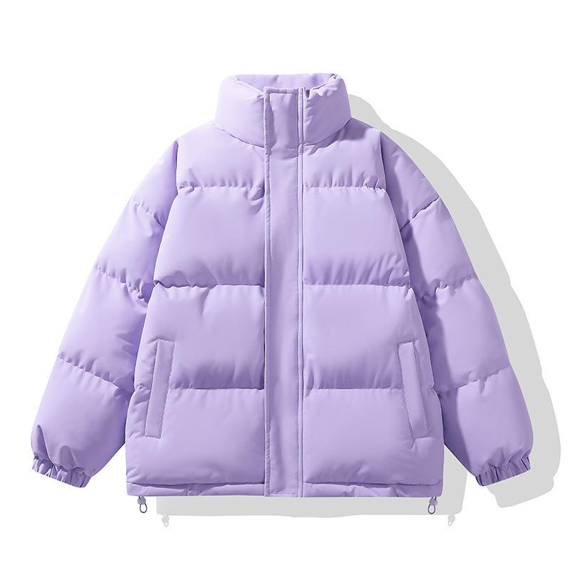 Men's Casual Padded Jacket Thickened Winter Coat Warm Stand Collar Solid Color Zip Up Jackets With Pockets Windproof Jacket Outwear for Men