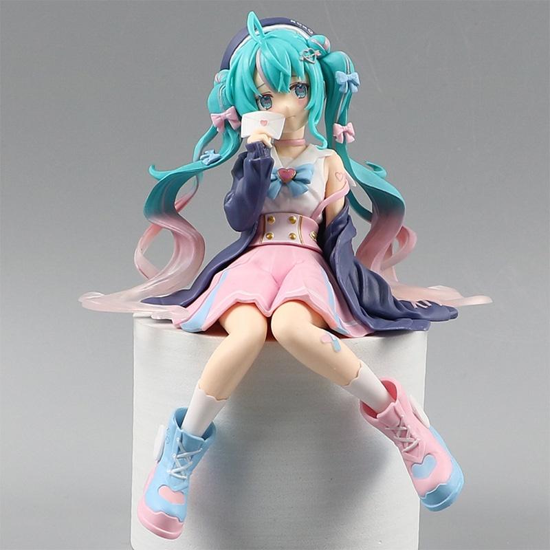 Cute Pink Sitting Pose Hatsune Miku Pvc Figure For Teens