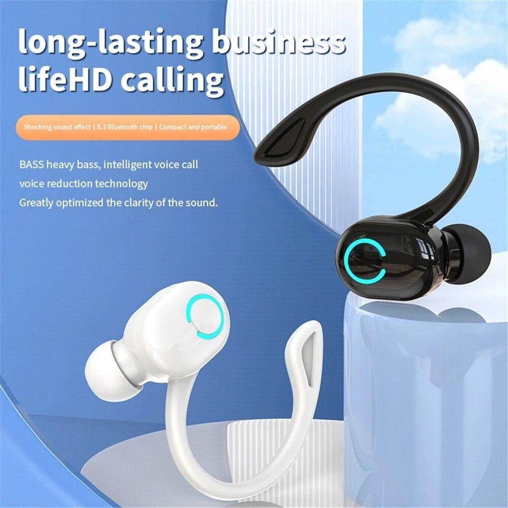 Bluetooth 5.2 Bluetooth Headphone Mini with Ear-Hook Wireless Headphone with Charging Cable Noise Canceling Earphones Game