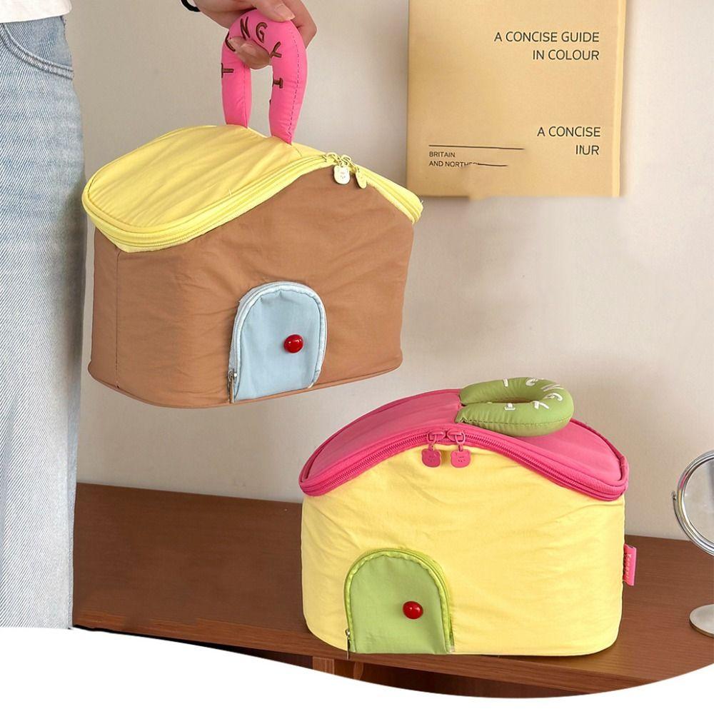 Multifunctional House Shape Cosmetic Bag Waterproof Skincare Storage Bag  Travel