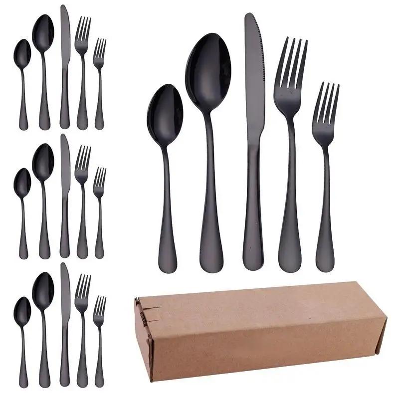 20Pcs/Lot Multicolor Flatware Set Stainless Steel Dinner Forks Spoon Knife with Titanium Plating Rainbow Cutlery Dinner Set