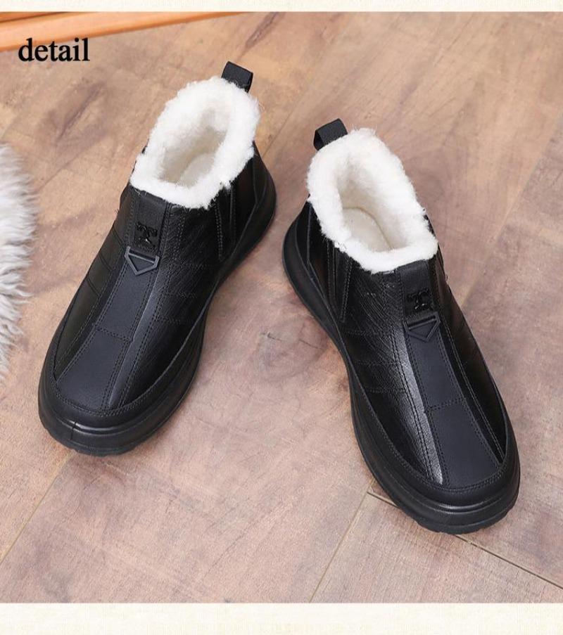 Men Winter Warm Snow Boots Casual Lightweight Anti Slip Faux Fur Lined Ankle Booties Waterproof Comfortable Plush Lined Short Boots