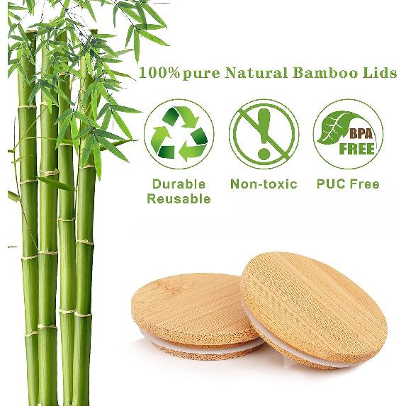 Oui Yogurt Jar Lids, Oui Yogurt Bamboo Jar Lids Set, Wooden Lids for Oui Yogurt Jars, Oui Yogurt Jars Lids with Silicone Sealing Rings, Cookie Glass