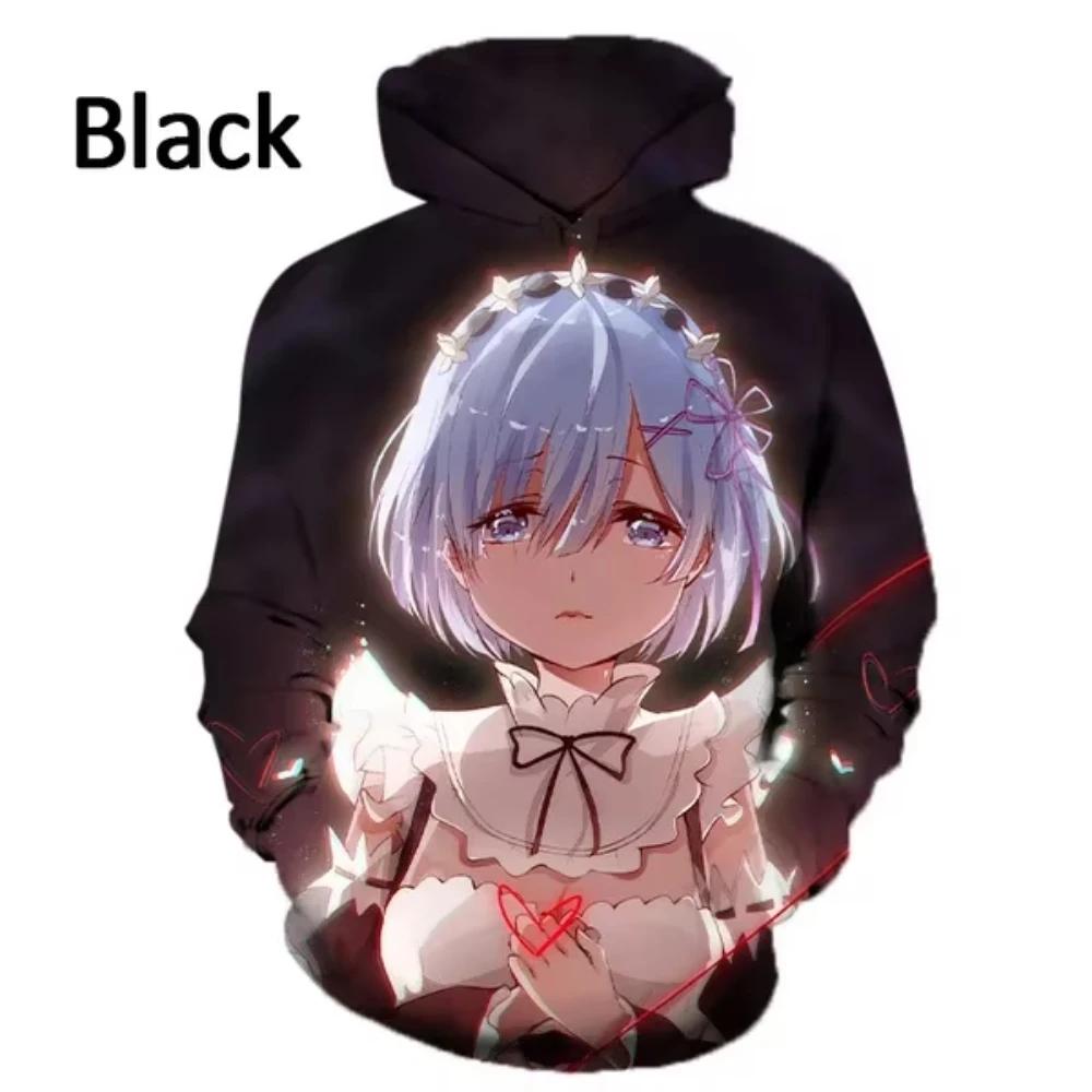 Anime Re:Zero 3D Printed Men's Hoodie Casual Harajuku Long Sleeves Oversized Outdoor Pullover Sweatshirt Kids Unisex Clothing