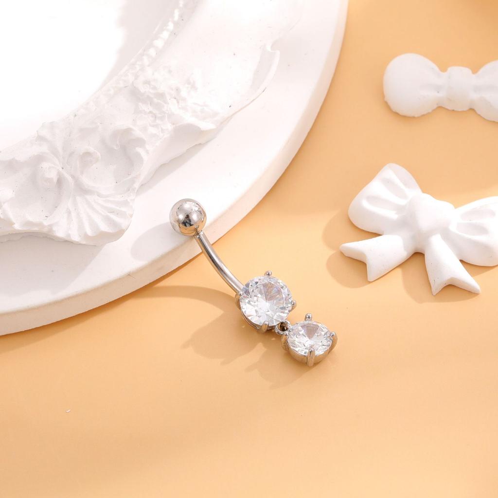 Getta 925 Sterling Silver Custom Body Jewelry Simple Summer Trendy Belly Rings with Zircon Dangle Piercing for Weddings