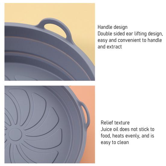 Air Fryer Liners Silicone Cooking Mat Non-Stick Reusable Food Grade Heat Resistant Foldable Basket Mat Easy To Clean Universal Kitchen Accessory