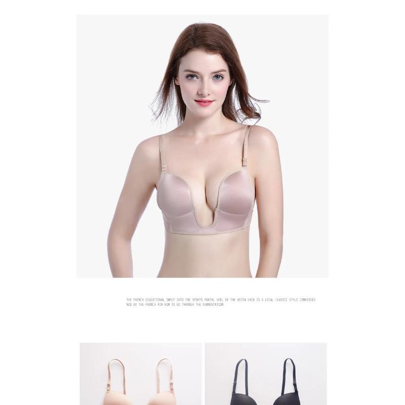 Folomi Sutiã Sexy Plunge Deep U Lingerie Feminina Sem Costura Sem Costas Roupa Interior Casamento Invisível Sexy Push Up Íntimos Feminino Verão