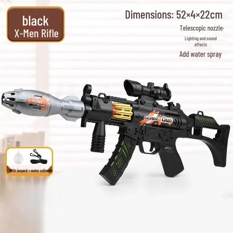 Black Tech Spray Vibration Toy Gun for Kids 8-12: Multitone Submachine Gun