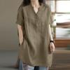 Moda Estiva Camicia da Donna Stile Pendolare Casual Mezza Aperta Manica Corta Top Camicia Casual