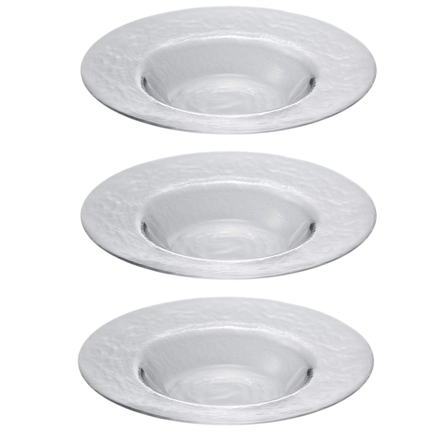

Toyo Sasaki Glass Orbit Rimmed Bowl Plates, 250mm, Set of 3, Made in Japan, Large Round Plates, Glass Dishes, Tableware, Item 46162