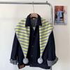 Thicken Triangular Knitted Shawl Long Stripe Scarf Retro Wool Scarf  Autumn Winter