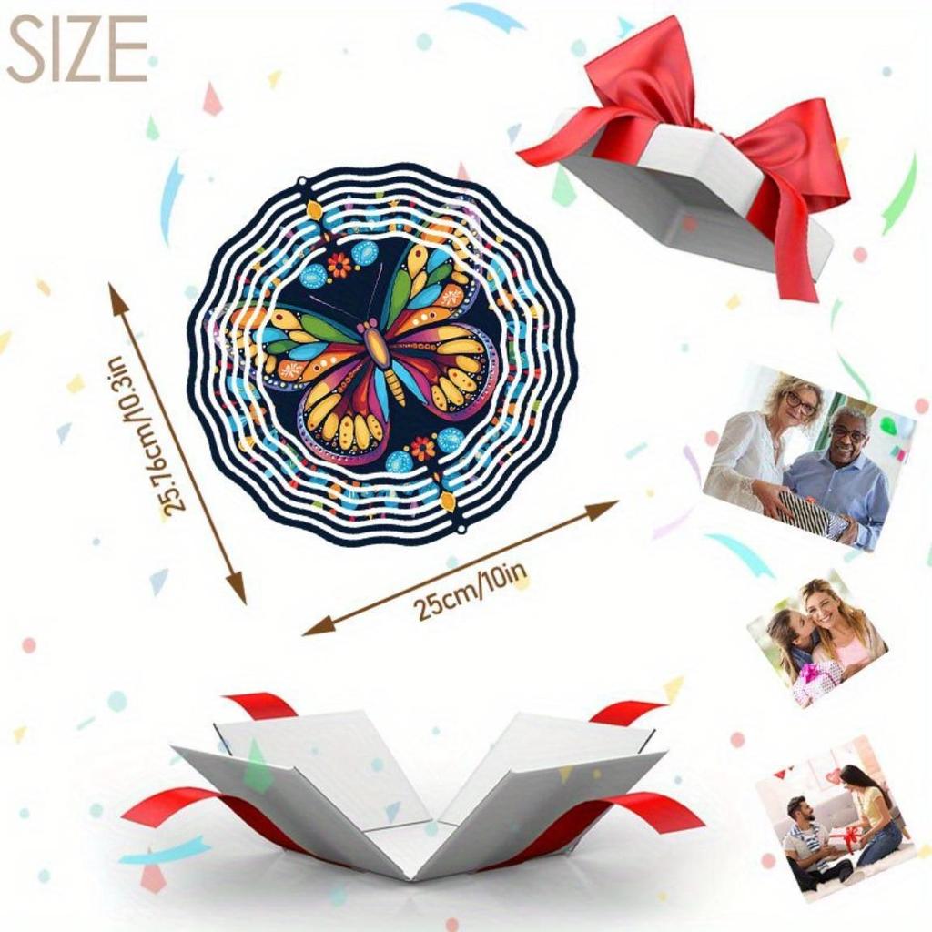 Metal Wind Spinner Vibrant Multi Color Butterfly Design Rotating Garden Ornament for Outdoor Yard Patio Decor Bird Deterrent Wind Chime