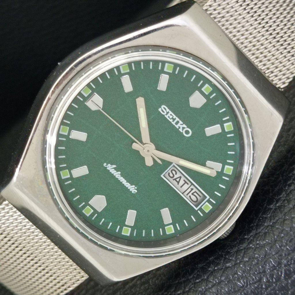 

VINTAGE SEIKO AUTOMATIC 6309A JAPAN MENS GREEN COLOR DIAL WATCH a701641-5 R206c-a701641