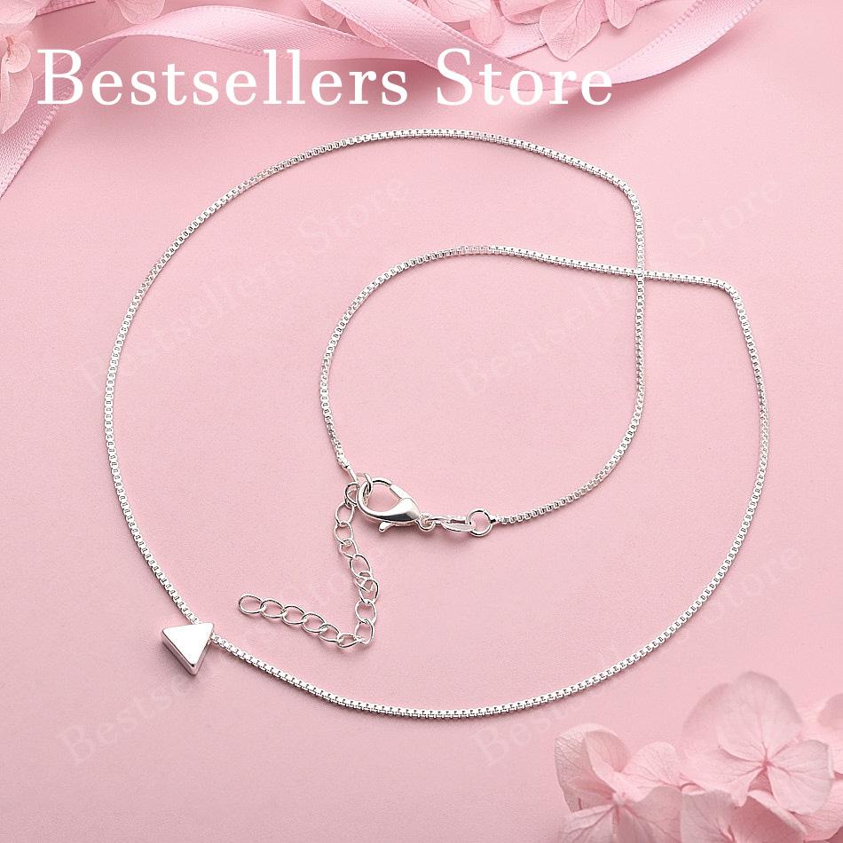 925 Sterling Silver Simple Triangle Pendant Necklace for Women Fashion Party Favor Wedding Accessories