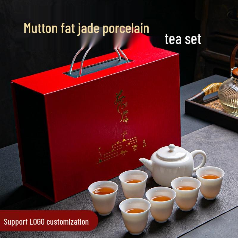 Tuopai Mutton Fat Jade Ceramic Kung Fu Tea Set