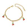 Cherry Epoxy Titanium Steel Bracelet for Women - Sweet Dopamine-Inspired Design