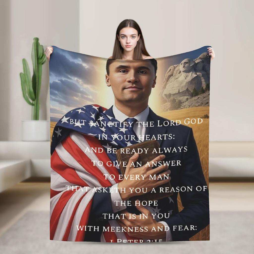 Charlie Kirk Angelic Advocate Soft Blanket  Travel Office Plush Throw Blanket Fashion Couch Bed Flannel Bedspread Sofa Bed Cover