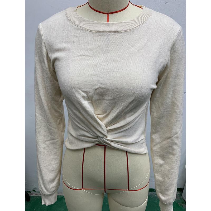 Autumn Sexy Hollow Out Twisted Knitted Sweater Women Slim Fit Long Sleeve Casual Women's Pullover Sweaters Round Neck Solid Elegant Knitwears 25063