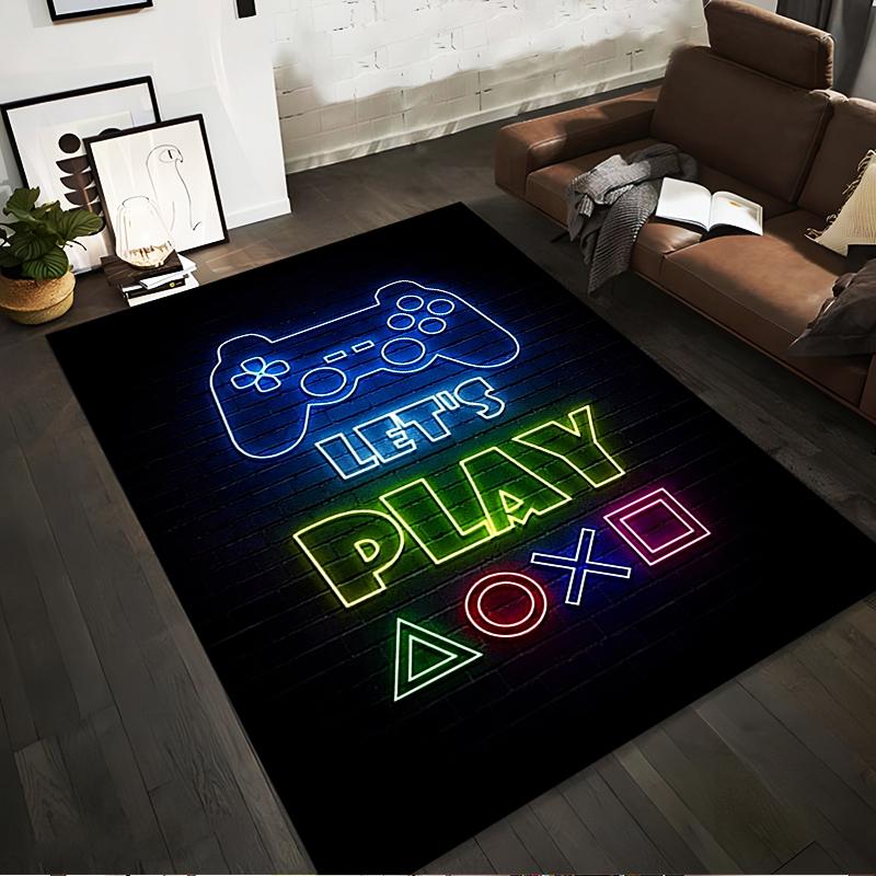 

Gaming Neon Style Carpet with Controller and Let’s Play Design Suitable for use as an anti-slip for living room bedroom sofas 40x60cm( 15x23in )