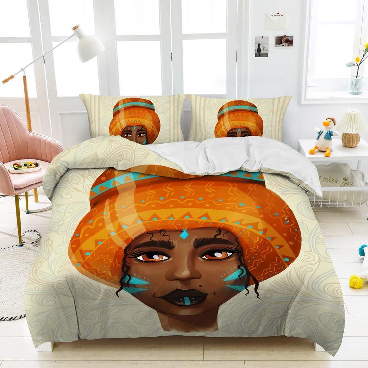 

3D индийский женский комплект постельного белья из ткани из микрофибры, пуховое одеяло и наволочка, 2/3 шт. AU180 * 210, мягкое и быстросохнущее украшение для дома Baby 100x135cm