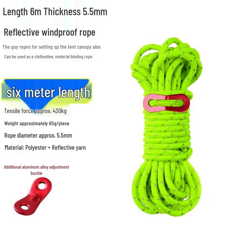 Reflective Wind Rope for Camping Tents - 4mm & 6mm Guy Rope