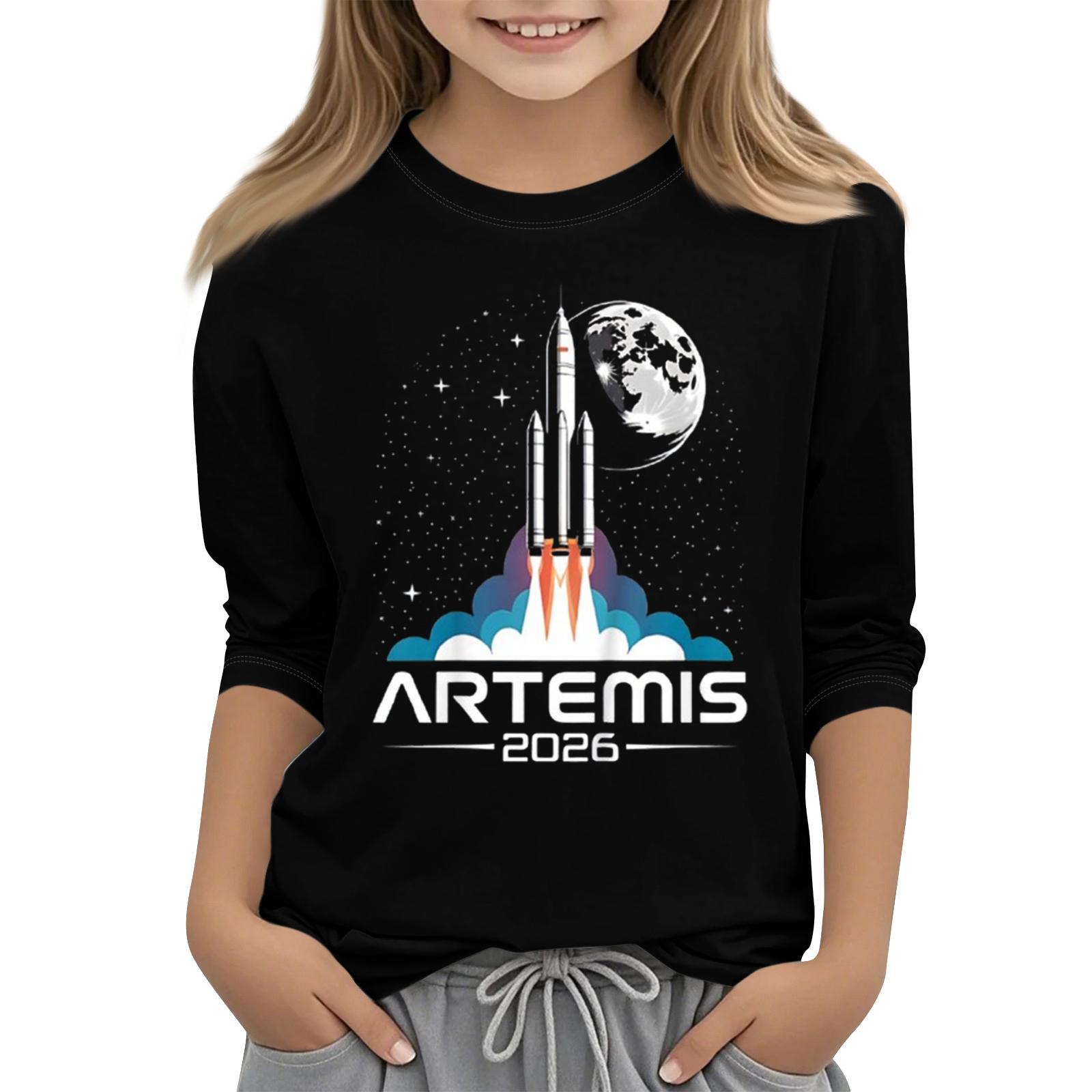 

Children s Printed Round Neck Seven Quarter Sleeve Casual T-shirt 110 чёрный