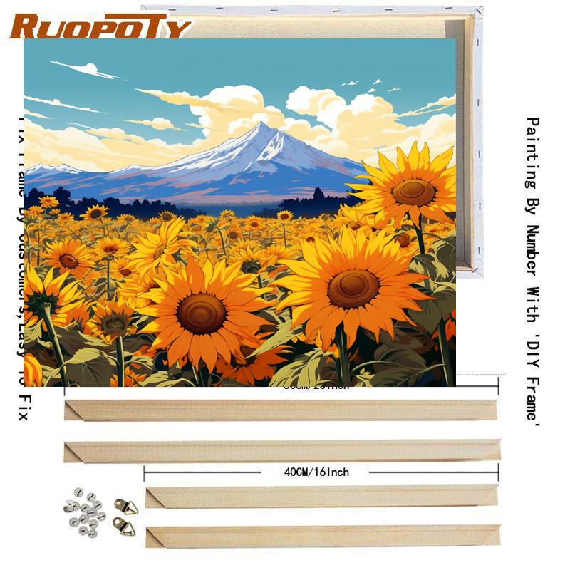 RUOPOTY Frame Painting By Numbers For Adults Sun Flower Oil Picture HandPainted Diy On Canvas Home Wall Art 40x50cm