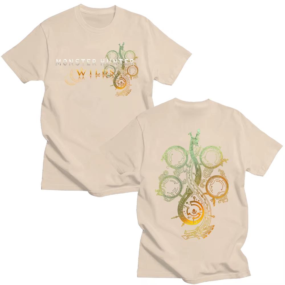 Trička s logem Monster Hunter Wilds Horká hra Nové pánské bavlněné topy Unisex Kulatý výstřih Krátký rukáv Módní Estetické Y2K Tričko