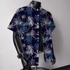 Erkek Yaz Hawaii Liman Stili Kısa Kollu Gömlek Moda Günlük 3D Baskı Bol Plaj Tatili Erkek Kısa Kollu Gömlek