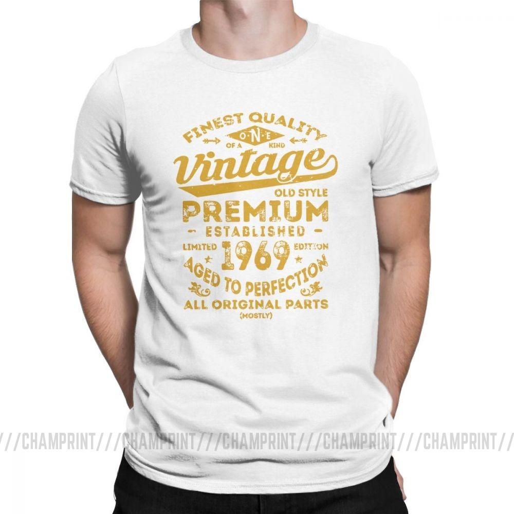 Vintage 1969 Birthday Gift Idea 50 Years Old 50th Birthday Gift TShirt for Male Oneck Cotton T Shirt Funny Clothing Plus Size