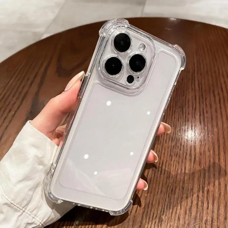 Luxury Shockproof Clear Phone Case For iPhone16 15 14 13 12 11 Pro Max XR Plus Silicone Bumper Transparent Hard Back Cover