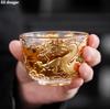Chinese Golden Dragon Auspicious Cloud Teacup Gold Painted Master Cup Crystal Transparent Glass Zen Kung Fu Tea Bowl