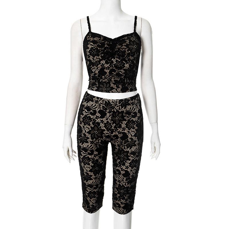 

K25ST021 2026 European Spring/Autumn Lace Camisole & High-Waisted Pants Set Extra Large