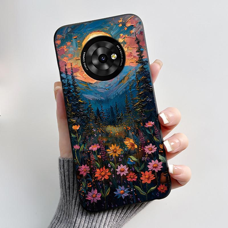 New Unique Cartoon Design Soft Silicone Black Casing For TCL Suixuetang M1 Fluffy Kitten Pattern Shockproof Protective Cover