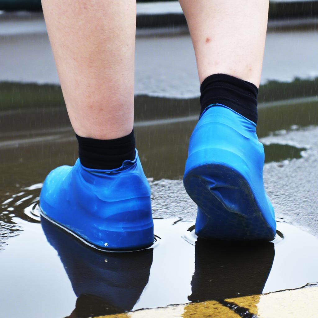 1 Pair Latex Waterproof Shoe Covers Unisex Non-Slip Overshoes Reusable Rain Walking Cycling Shoes Accessories Boot Protectors