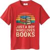 Solid Color Tshirt Travel Male Crew Neck Tshirt Big Size Just A Boy Who Loves Books Comfort For Him Tees Minimalist Tshirt