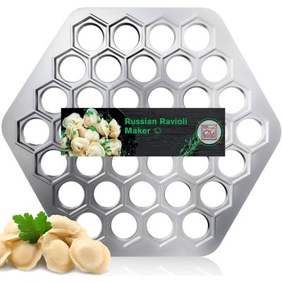 37 Löcher Russischer Ravioli-Maker Knödelform Aluminiumlegierung Pelmeni Fleischknödel-Maker Handgemachter Knödelschneider JT567