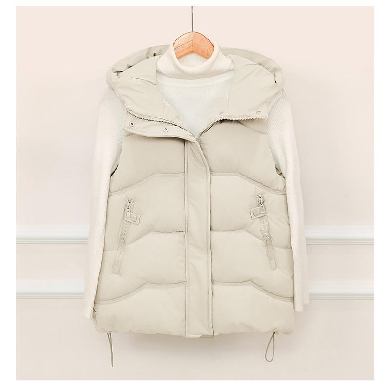 

Корейская версия новой женской легкой безрукавной однотонной утолщенной теплой спортивной повседневной свободной хлопковой куртки M