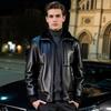 Men's Genuine Leather & Shearling Collar Jacket