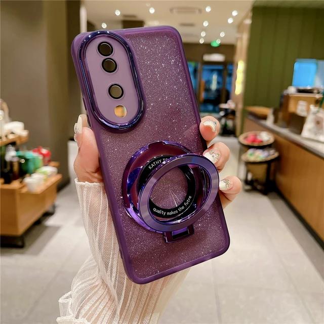 

М’який чохол для телефону з магнітною присоскою для Huawei P70 P60 P50 P40 P30 Mate 60 50 40 30 20 Nova 12 11 10 9 SE Pro Bling Cover Nova 9 фіолетовий