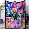 K-Pop Lovci Démonů Flanelovádeka Huntrix Saja Chlapecký Potisk Měkká Teplá Lehká Přehoz Dárek pro Fanoušky Domů Kempování Cestování