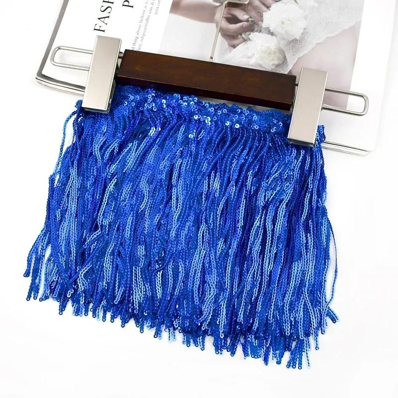 Meetee 1-5Yards 17cm Sequin Laser Tassel Fringe Curtain Dress Edging Tassels Lace Decorative Trimmings Home Sewing Accessories