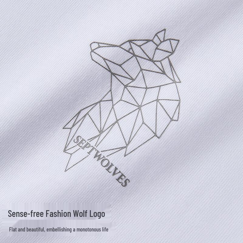 SEPTWOLVES Men's V-Neck 100% Cotton Wolf Print Short Sleeve T-Shirt