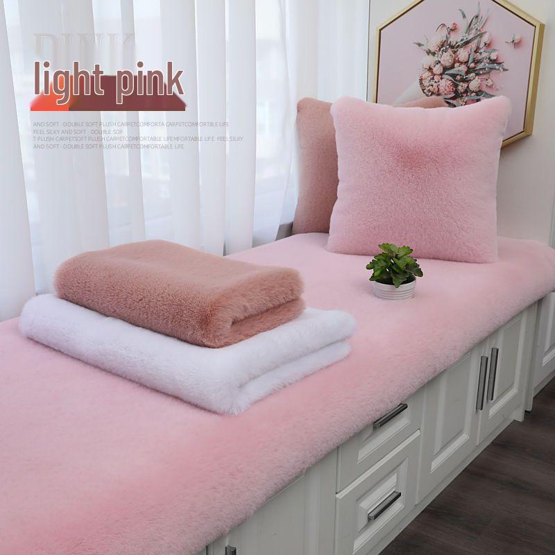 Custom Thick Faux Rabbit Fur Window Sill Mat: Short Plush Carpet for Bay Window, Balcony, Bedroom Sofa, & Seat Cushion