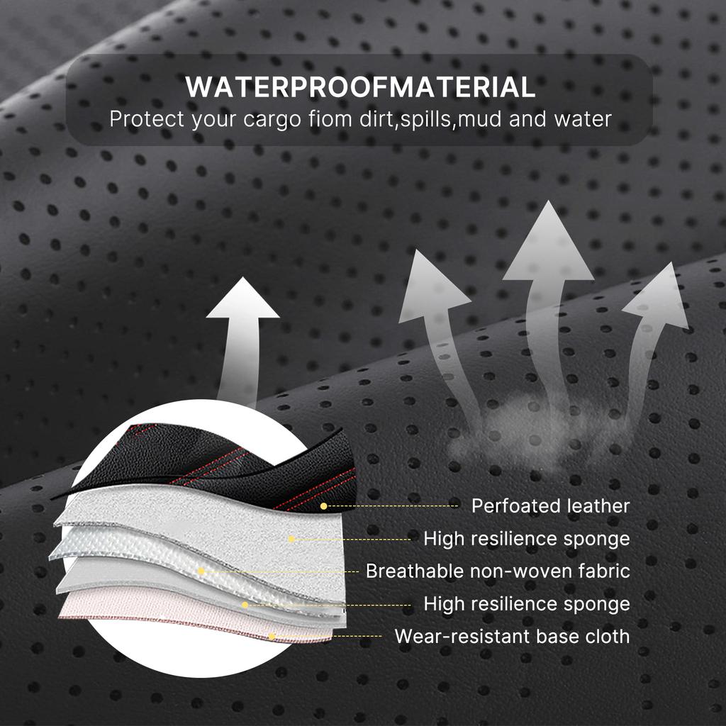 Universal Leather Car Seat Covers for SUVs Sedans Trucks Breathable Elegant Easy-Clean Comfortable Fit Airbag Port Waterproof