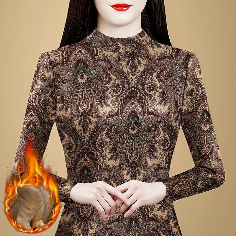 

Утепленная базовая футболка с бархатом и утепленная базовая футболка для тепла и защиты живота для зимних женских футболок 5XL