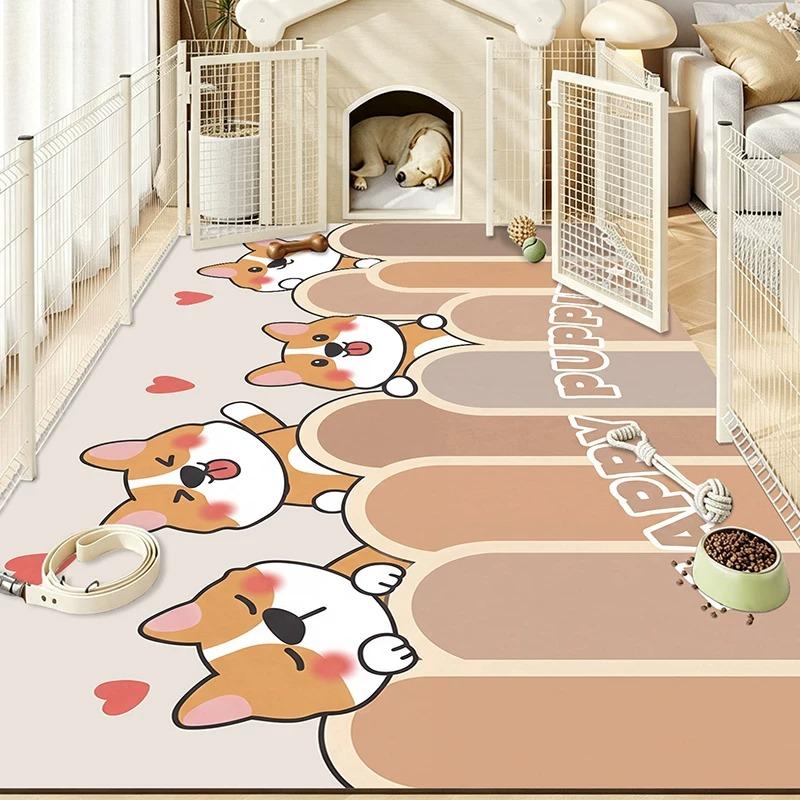 Cartoon Pet Rug Waterproof Urine-proof Scrubable Washable Rugs Cat Dog Kennel Fence Floor Mat Pvc Leather Mats Carpet Tapete
