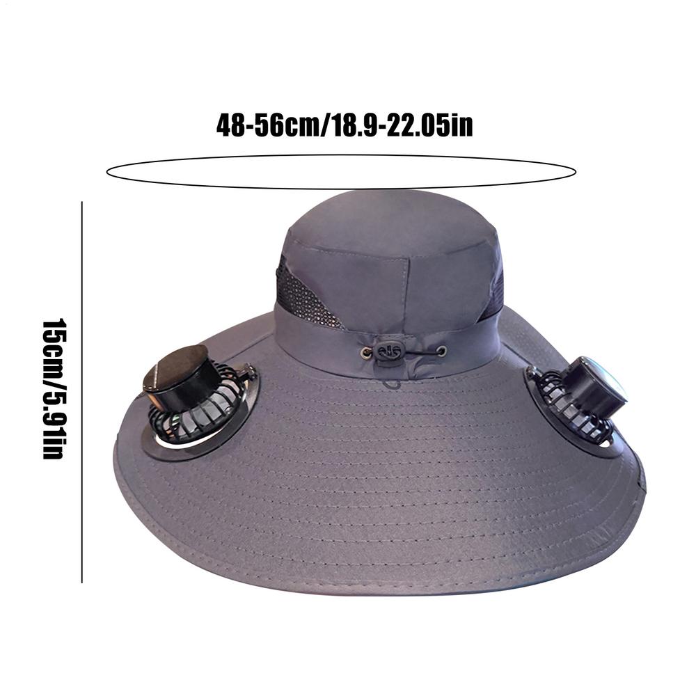 Solar Powered Fan Hat Wide Brim UV Protection Headwear Outdoor Sports Gear for Women Men Beach Vacation Fishing Hiking