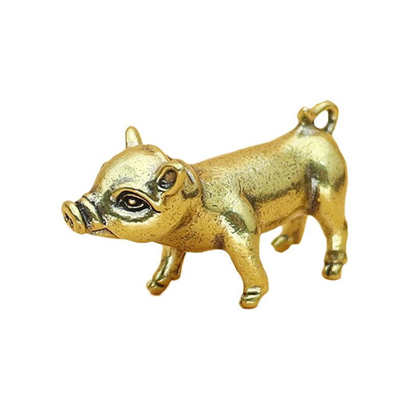 1/3PCS Pure Brass Piggy Transport Keychain Pendant Zodiac Pig Desktop Ornament Small Bronze Decorative Figurines Office Ornament